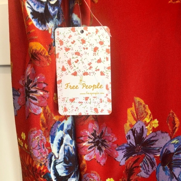 FREE PEOPLE Red Mini 2AM Mock Red Floral D… - Picture 5 of 5
